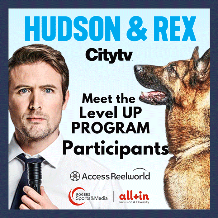 Sur l’image d’Hudson & Rex de Citytv, on peut lire : Rencontrez les membres du programme Level UP